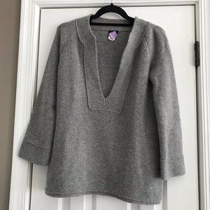 J. CREW Cashmere Blend V-Neck Sweater Gray Sz S